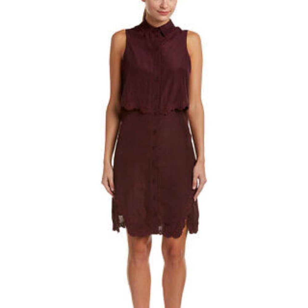 PARKER Embroidered Overlay Shirt Dress